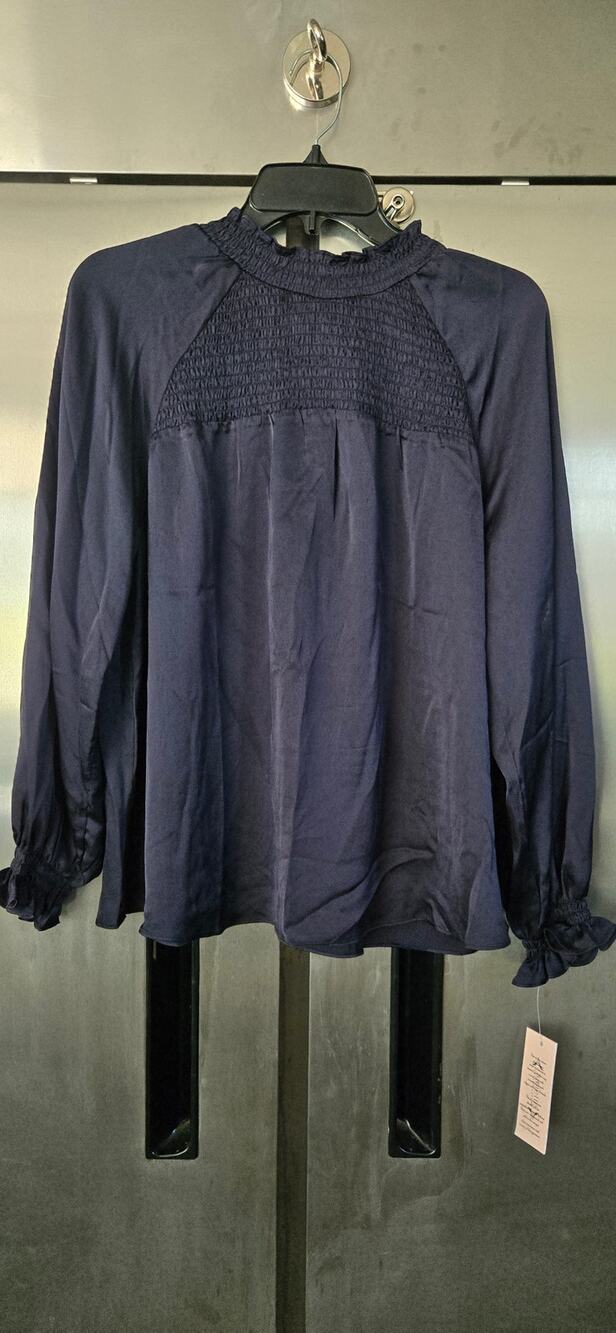 Nanette Lepore Women's Navy Smocked Blouse Size L NWT
